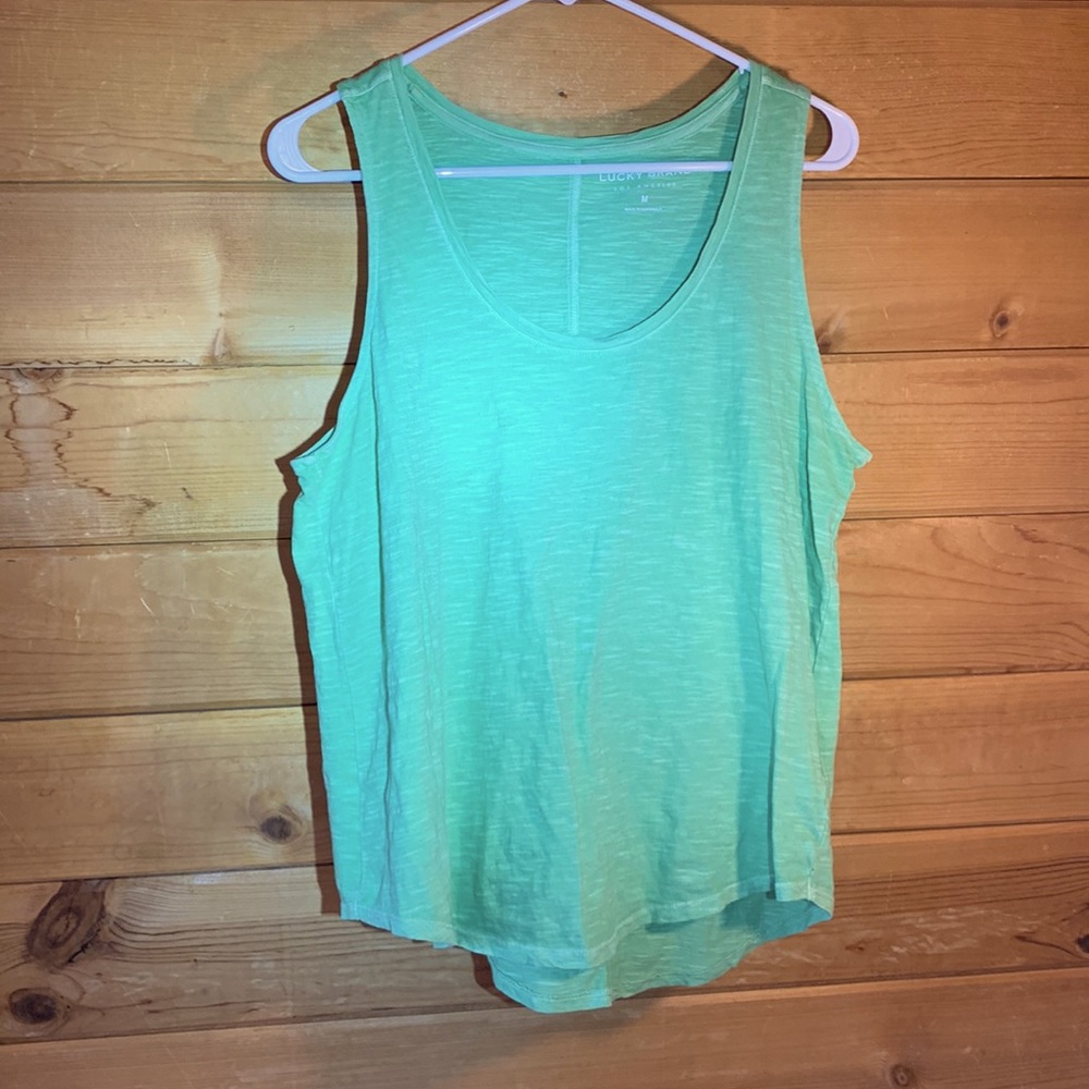 LUCKY BRAND Green slubby Cotton Tank